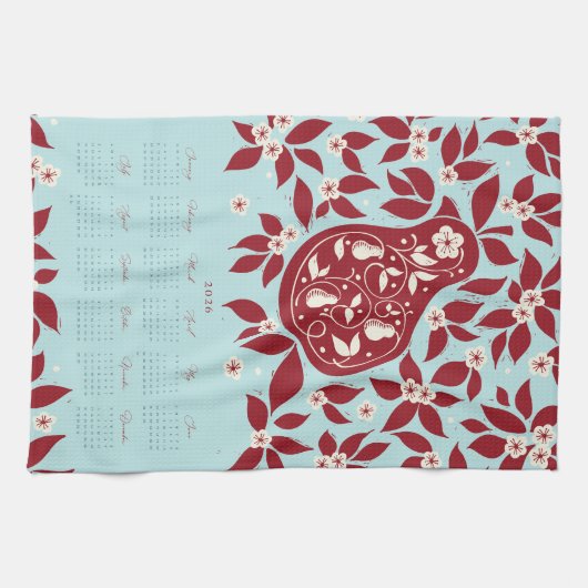 Partridge Pear Tree 2026 Calendar - Cranberry Theedoek (Horizontaal)