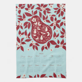 Partridge Pear Tree 2026 Calendar - Cranberry Theedoek