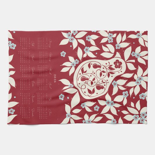 Partridge Pear Tree 2026 Calendar - Cream Theedoek (Horizontaal)