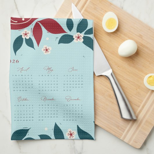 Partridge Pear Tree 2026 Calendar - Evergreen Theedoek (Quarter Fold)