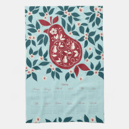 Partridge Pear Tree 2026 Calendar - Evergreen Theedoek