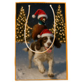 Partridge riding yellow labrador Christmas card Medium Cadeauzakje (Voorkant)
