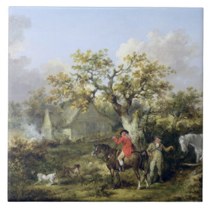 Partridge Shooting (olie op canvas) Tegeltje