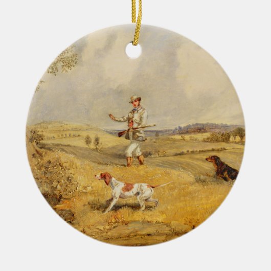 Partridge Shooting (olie op het paneel) Keramisch Ornament (Voorkant)