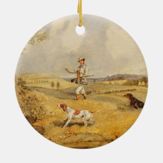 Partridge Shooting (olie op het paneel) Keramisch Ornament (Achterkant)