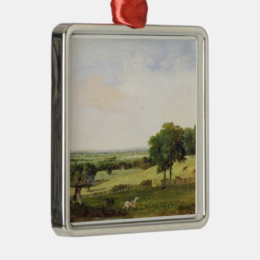 Partridge Shooting (olie op karton) Metalen Ornament (Rechts)