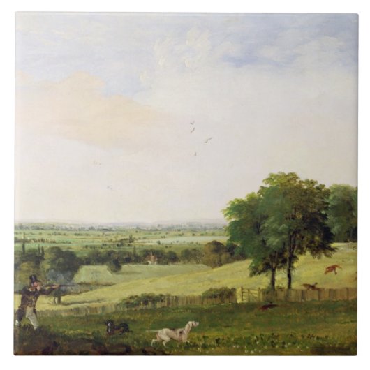 Partridge Shooting (olie op karton) Tegeltje (Voorkant)