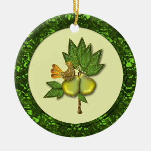 Partridge voor sierdoeleinden in een perenboom keramisch ornament (Voorkant)