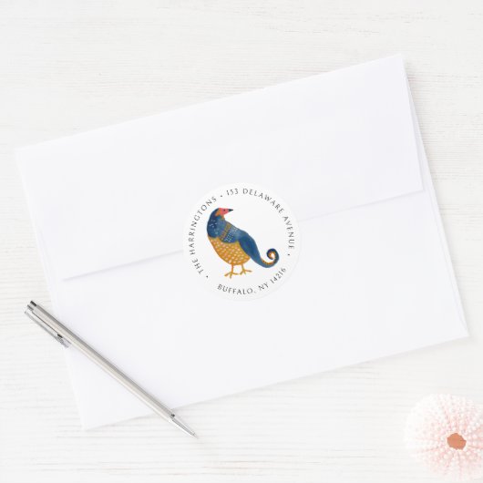 Partridge Whimsical Bird Retouradres Ronde Sticker (Envelop)