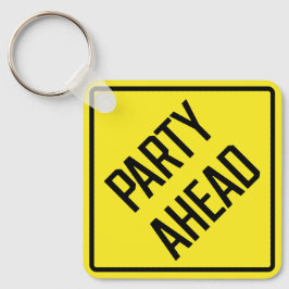 Party Ahead Metal Vierkante Sleutelhanger