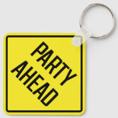 Party Ahead Metal Vierkante Sleutelhanger (Achterkant)