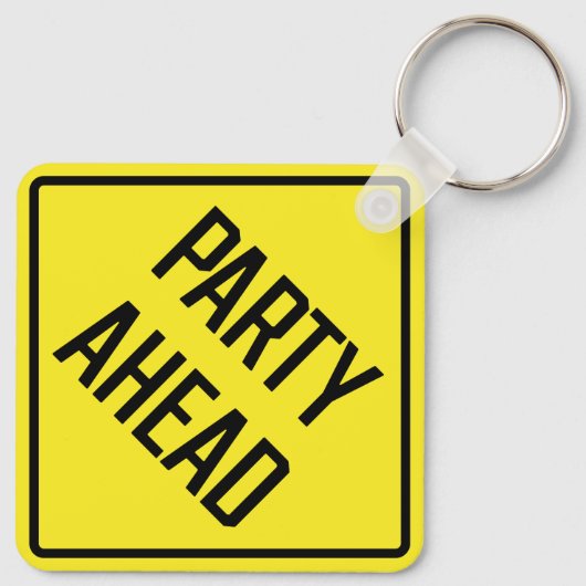 Party Ahead Metal Vierkante Sleutelhanger (Achterkant)
