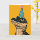 party-alligator | Verjaardagsfeest Fun Kaart (Gele Bloem)