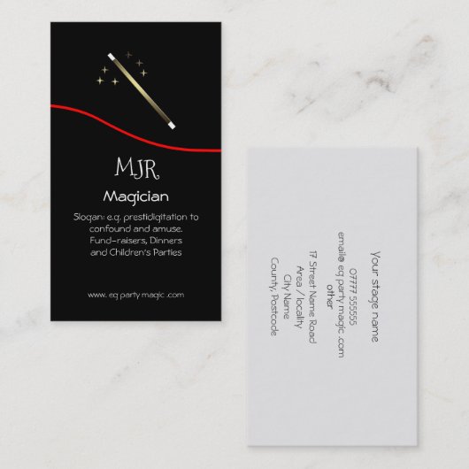 Party and Dinner Magicia - Magic Wand logo Visitekaartje (Voorkant / Achterkant)