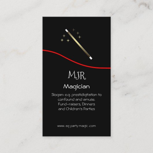 Party and Dinner Magicia - Magic Wand logo Visitekaartje (Voorkant)