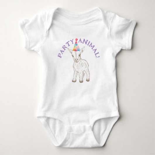Party Animal Baby Bodysuit - Funny Goat 1st Outfit (Voorkant)