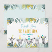 Party Animal Blue Gold Safari Birthday Bedankt (Voorkant / Achterkant)