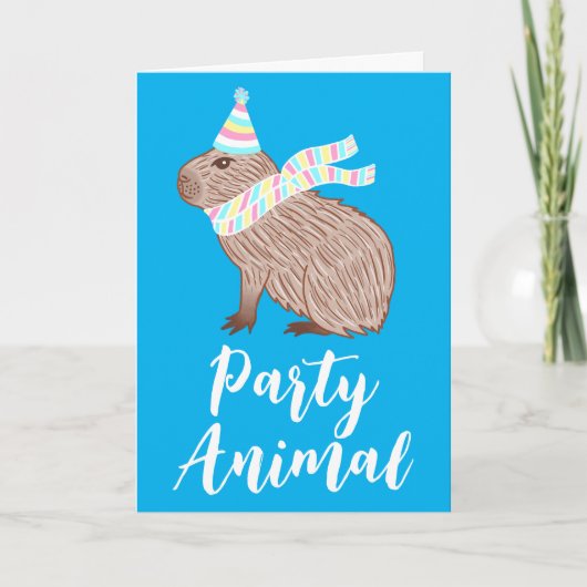 Party Animal Capybara Funny Birthday Greeting Kaart (Voorkant)