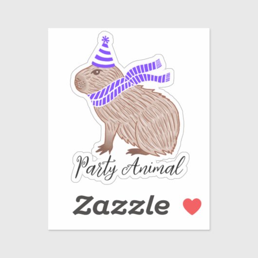 Party Animal Capybara Sticker (Vel)