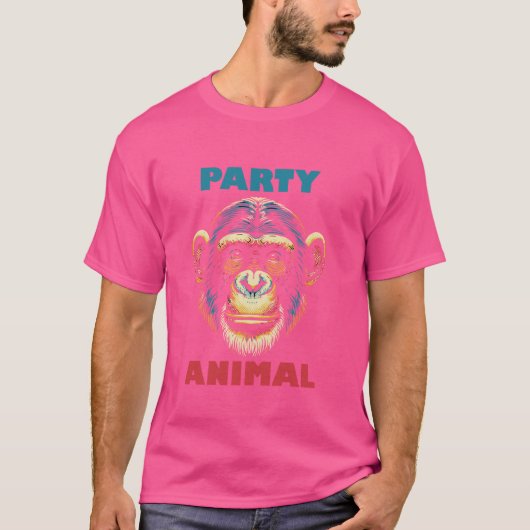 Party Animal Chimpansee Aap Gorilla Orangut T-shirt (Voorkant)