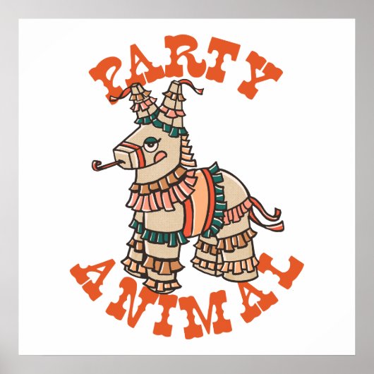 Party Animal: Cute & Funny Mexican Donkey Pinata Poster (Voorkant)