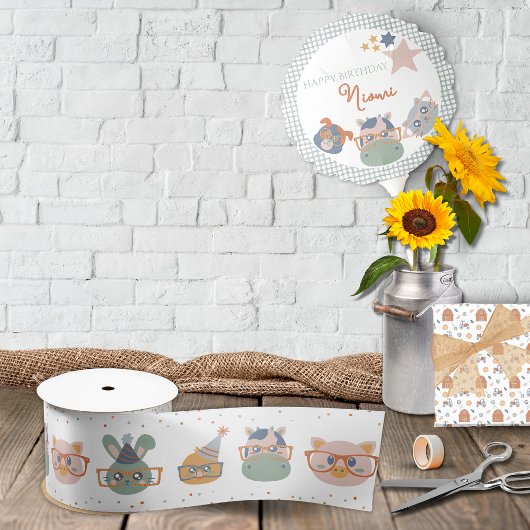 Party Animal Gift Wrap Ribbon Satijnen Lint