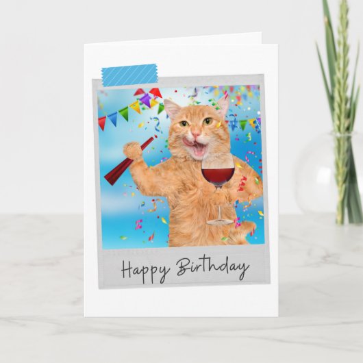 Party Animal Ginger Cat Funny Birthday Card Kaart (Voorkant)