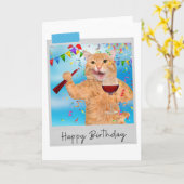 Party Animal Ginger Cat Funny Birthday Card Kaart (Gele Bloem)