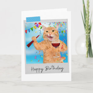 Party Animal Ginger Cat Funny Birthday Card Kaart