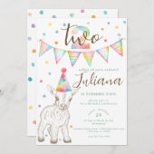 Party Animal Goat 2e Verjaardag Uitnodiging Kinder (Voorkant / Achterkant)