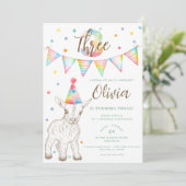 Party Animal Goat 3rd Birthday Invitation Kinder Kaart (Staand voorkant)