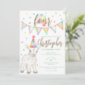 Party Animal Goat 4e verjaardag uitnodiging voor k (Staand voorkant)