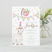 Party Animal Goat 5e verjaardag uitnodiging voor k (Staand voorkant)