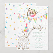 Party Animal Goat 5e verjaardag uitnodiging voor k (Voorkant / Achterkant)