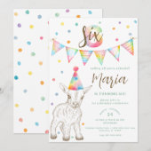 Party Animal Goat 6e verjaardag Uitnodiging voor k (Voorkant / Achterkant)