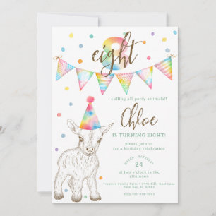 Party Animal Goat 8e verjaardag Uitnodiging voor k
