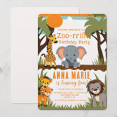 Party Animal Kids Verjaardag Uitnodigingen - Custo (Voorkant / Achterkant)