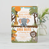 Party Animal Kids Verjaardag Uitnodigingen - Custo (Staand voorkant)