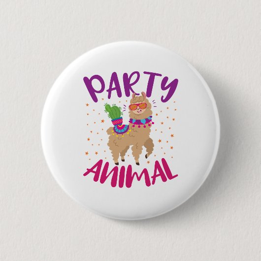 Party Animal Llama Bachelorette Birthday Ronde Button 5,7 Cm (Voorkant)
