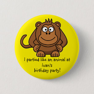 Party Animal Monkey Button Favors Party Souvenirs