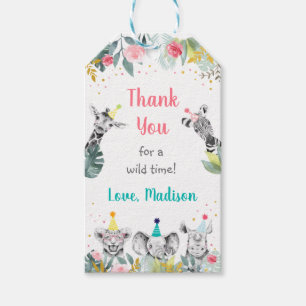 Party Animal Pink Gold Safari Birthday Hartelijk d Cadeaulabel