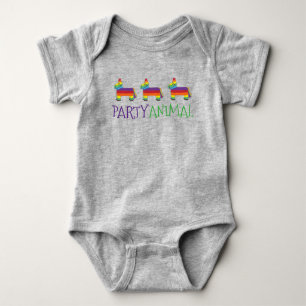PARTY ANIMAL Rainbow Donkey Piñata Birthday Fiesta Romper