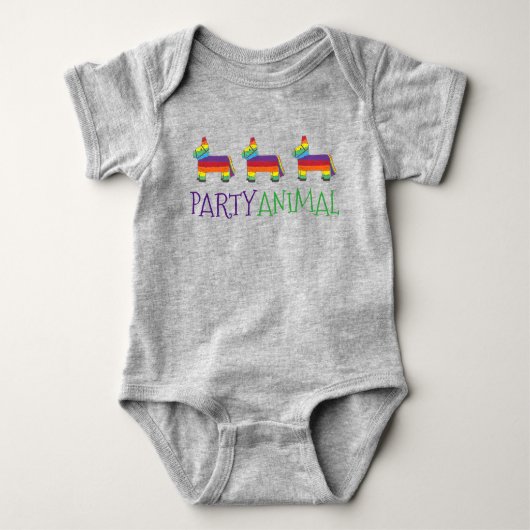 PARTY ANIMAL Rainbow Donkey Piñata Birthday Fiesta Romper (Voorkant)