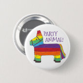 Party ANIMAL Rainbow Donkey Piñata Birthday Fiesta Ronde Button 5,7 Cm (Voorkant /achterkant)