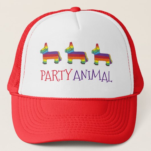 Party ANIMAL Rainbow Donkey Piñata Birthday Fiesta Trucker Pet (Voorkant)