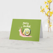 Party animal snail greetings card (green) kaart (Gele Bloem)