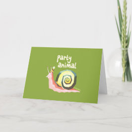 Party animal snail greetings card (green) kaart