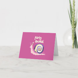 Party animal snail greetings card (pink) kaart