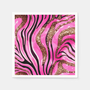 Party Animal Tiger Print servetten, roze glitter Servet