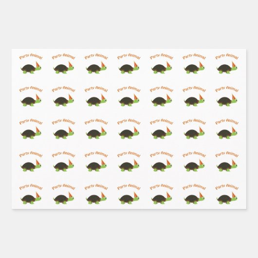 Party Animal Turtle Inpakpapier Vel (Voorkant 2)